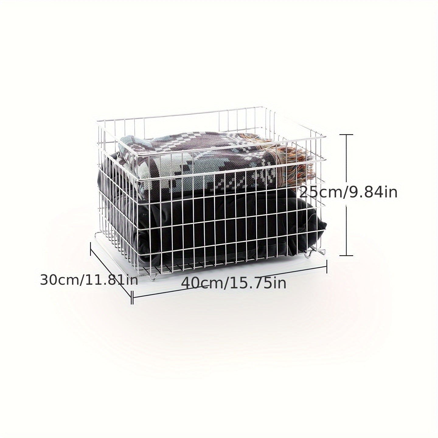 1pc Stainless Steel Stackable Storage Basket | Contemporary Style, Suitable for Wardrobe